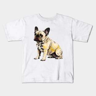 Geometric French Bulldog No. 3: Light Background (on a no fill background) Kids T-Shirt